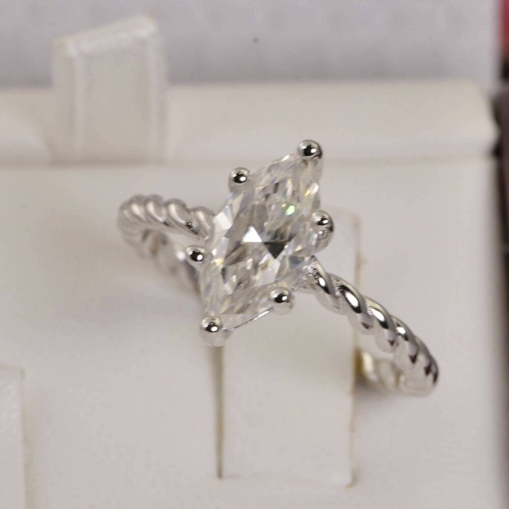 2ct Marquise Cut Moissanite Engagement Ring 925 Sterling sz 7